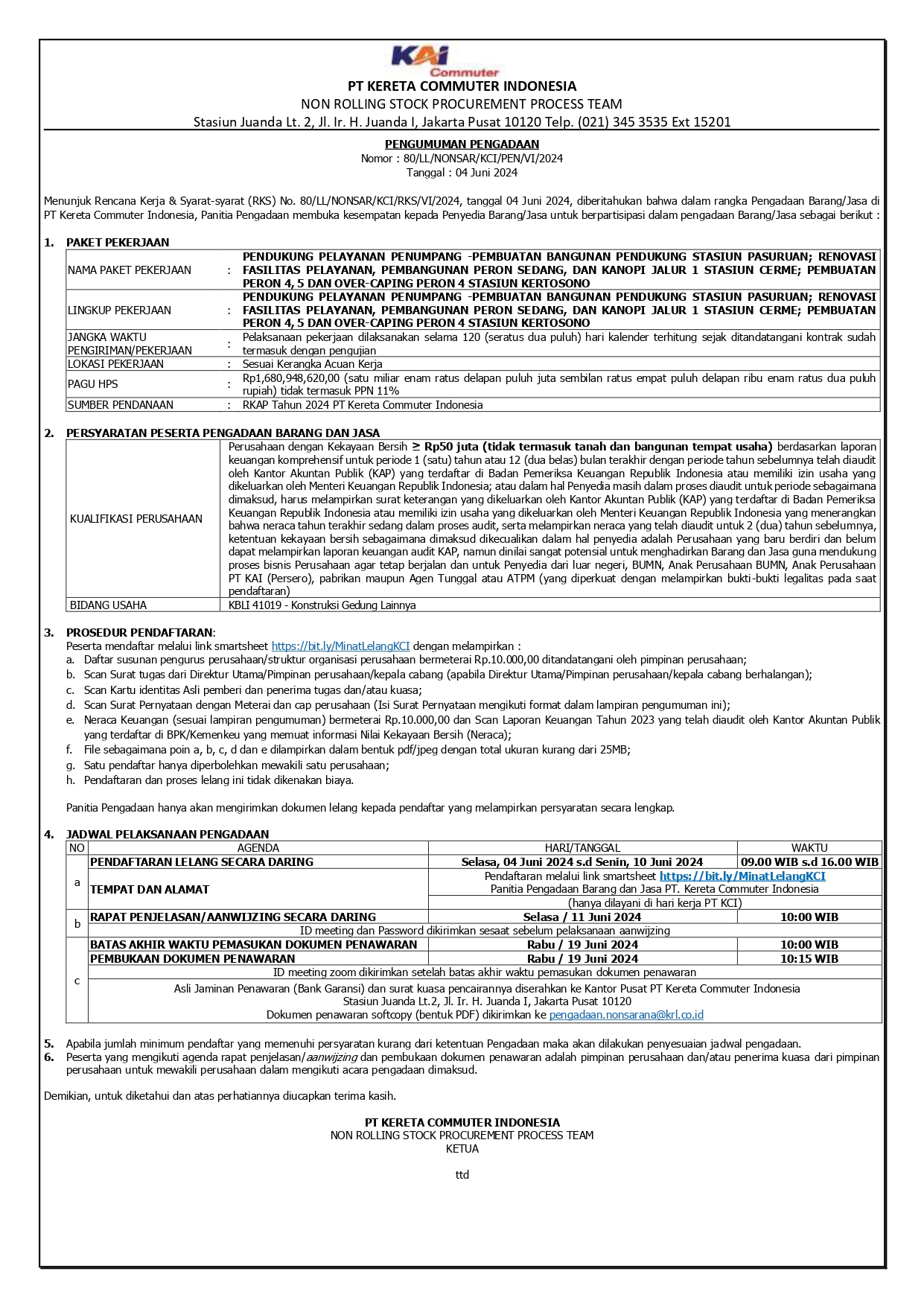 2 pengumuman 80 pendukung pelayanan penumpang pembuatan bangunan pendukung stasiun page 0001